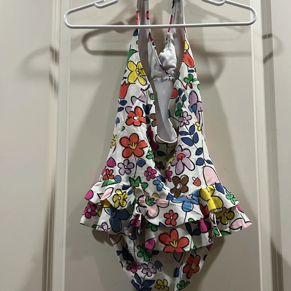 Hanna Anderrson Floral Halter Ruffle One Piece Flower bathing suit size US 12